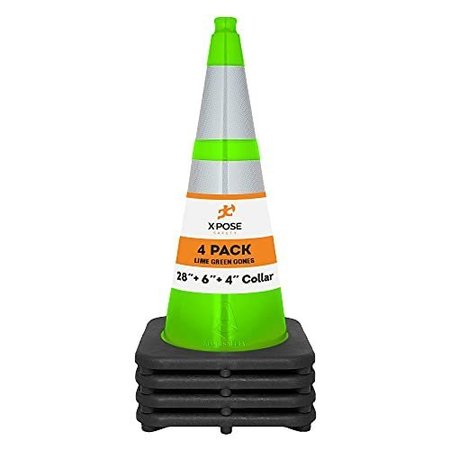 XPOSE SAFETY Traffic Cone, PVC, 28" H, Lime LTC28-64-4-X-S